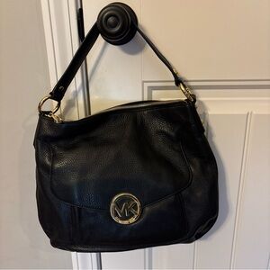 Michael Kors Black Buttery Soft Pebbled Shoulder Bag W/ Dust Bag